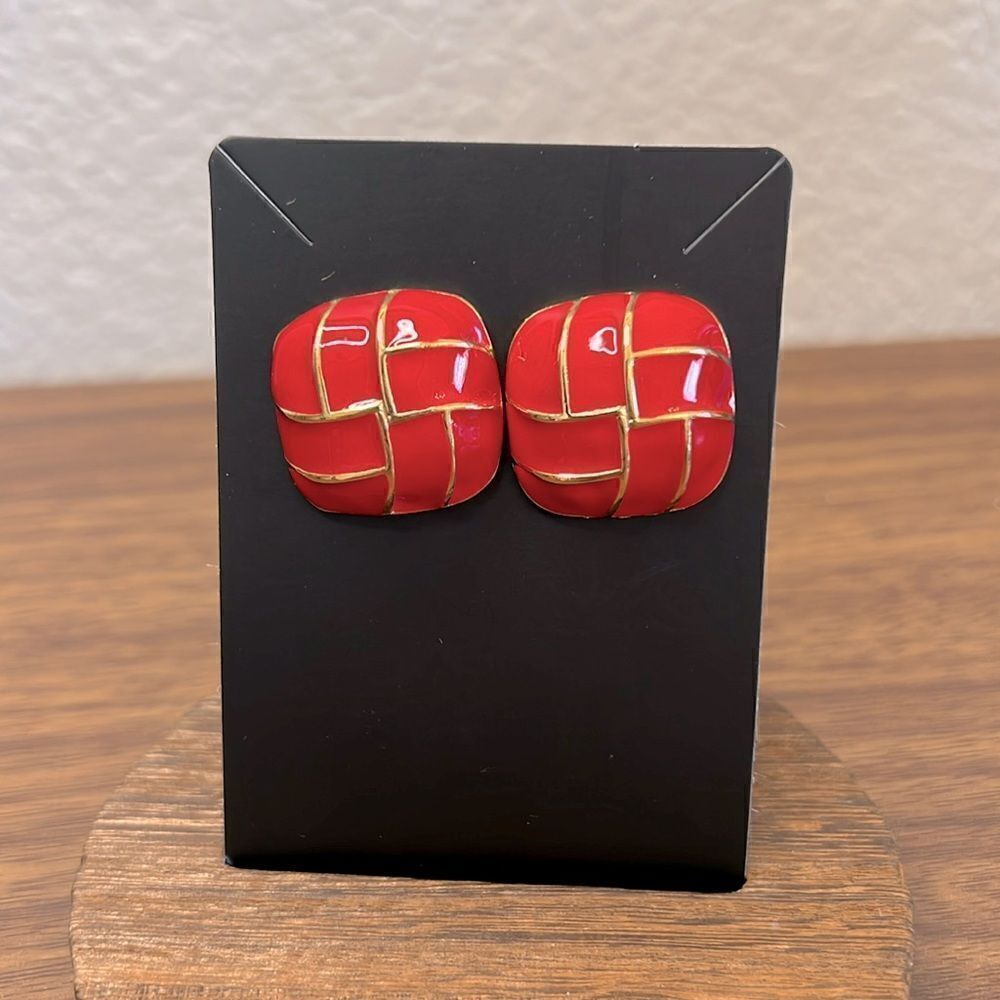 Vintage Allison Reed Square Shaped Pierced Earrings